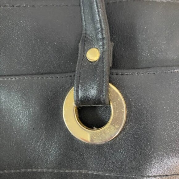 Minimalist Women's Black Faux Leather Shoulder Tote Bag Medium - Picture 8 of 8